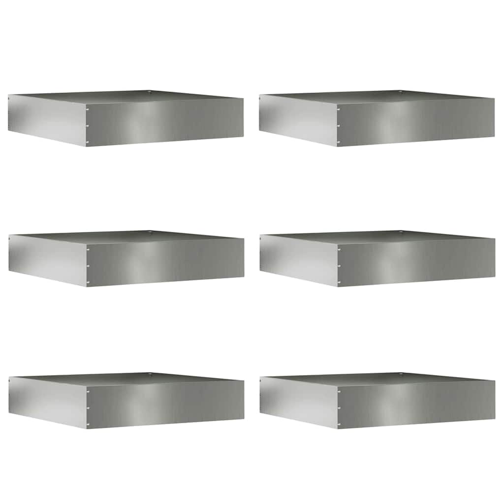 Tuinrand 6 st 60 x 60 x 13 cm Gegalvaniseerd staal Zilver