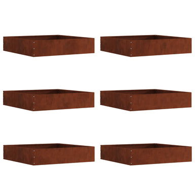 Tuinrand 6 st 60 x 60 x 13 cm Cortenstaal Roestig