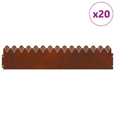 Gazonranden 20 st 103 x 0,05 x 22 cm weervast staal Roestig