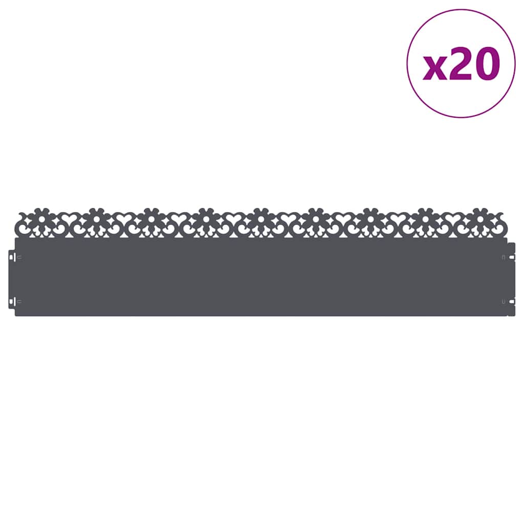 Gazonranden 20 st 103 x 0,05 x 22 cm Staal Antraciet