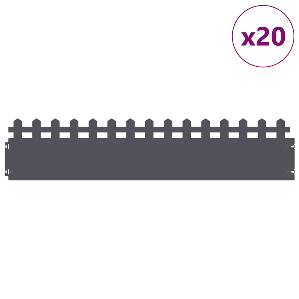 Gazonranden 20 st 103 x 0,05 x 22 cm Staal Antraciet