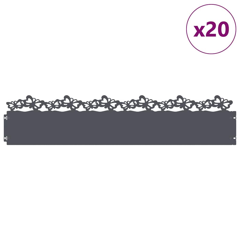 Gazonranden 20 st 103 x 0,05 x 22 cm Staal Antraciet