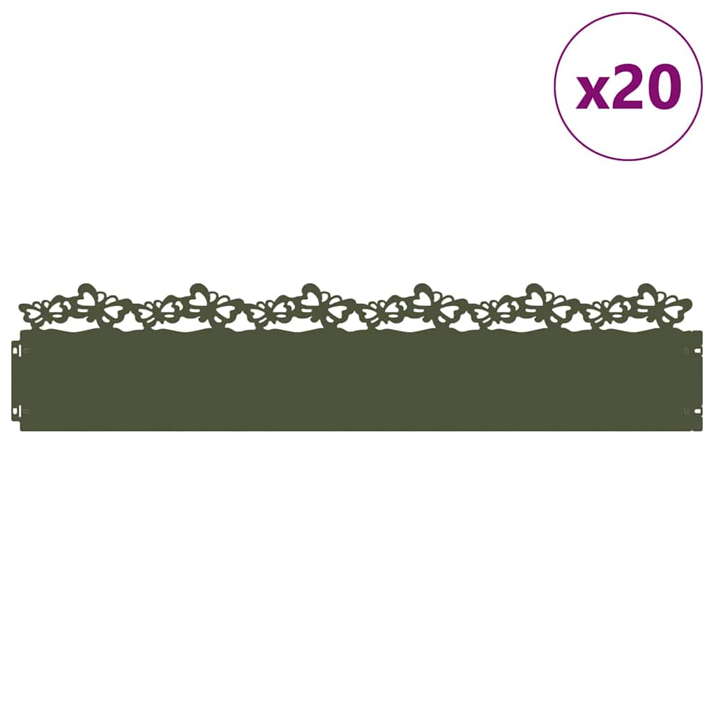 Gazonranden 20 st 103 x 0,05 x 22 cm Staal Olijf Groen