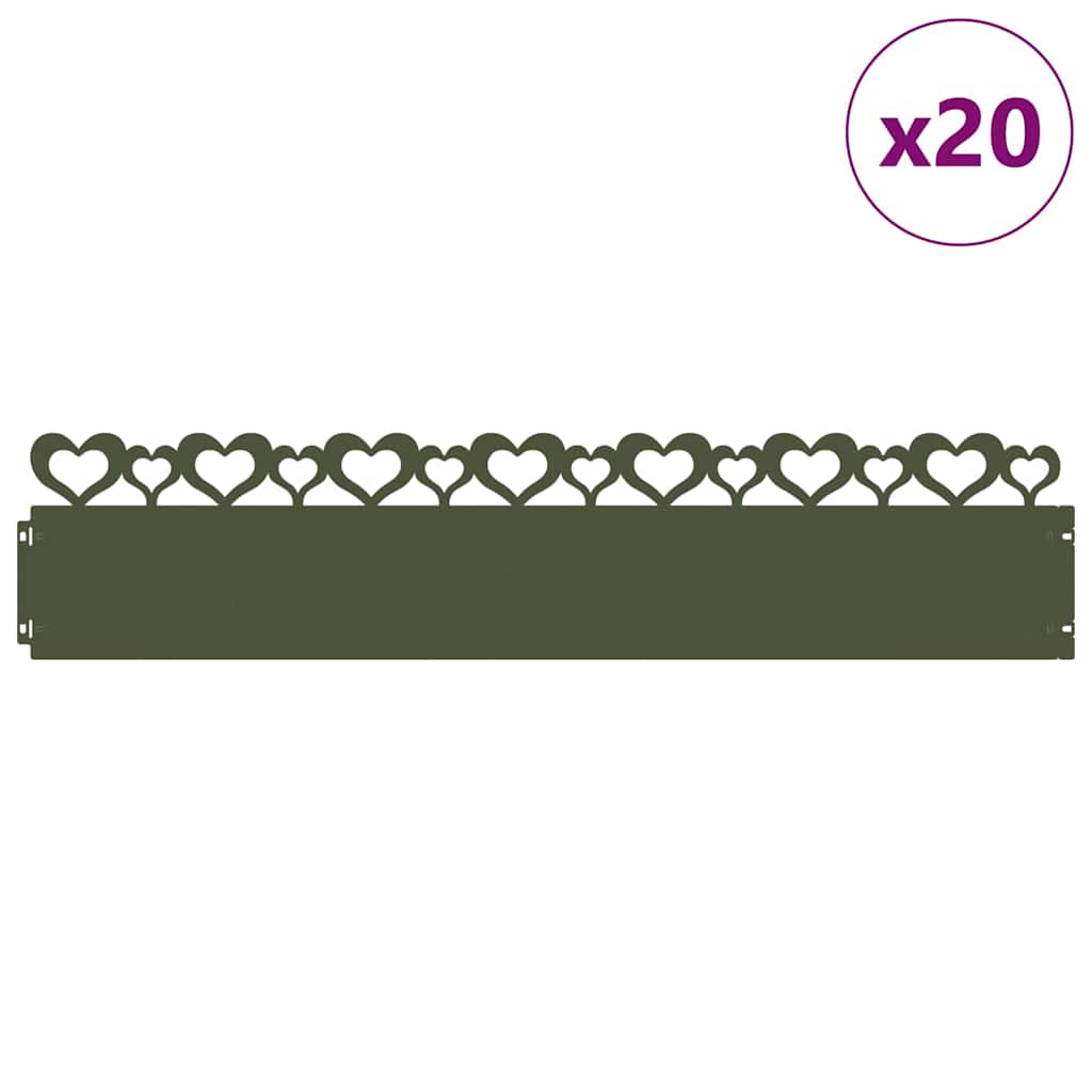 Gazonranden 20 st 103 x 0,05 x 22 cm Staal Olijf Groen