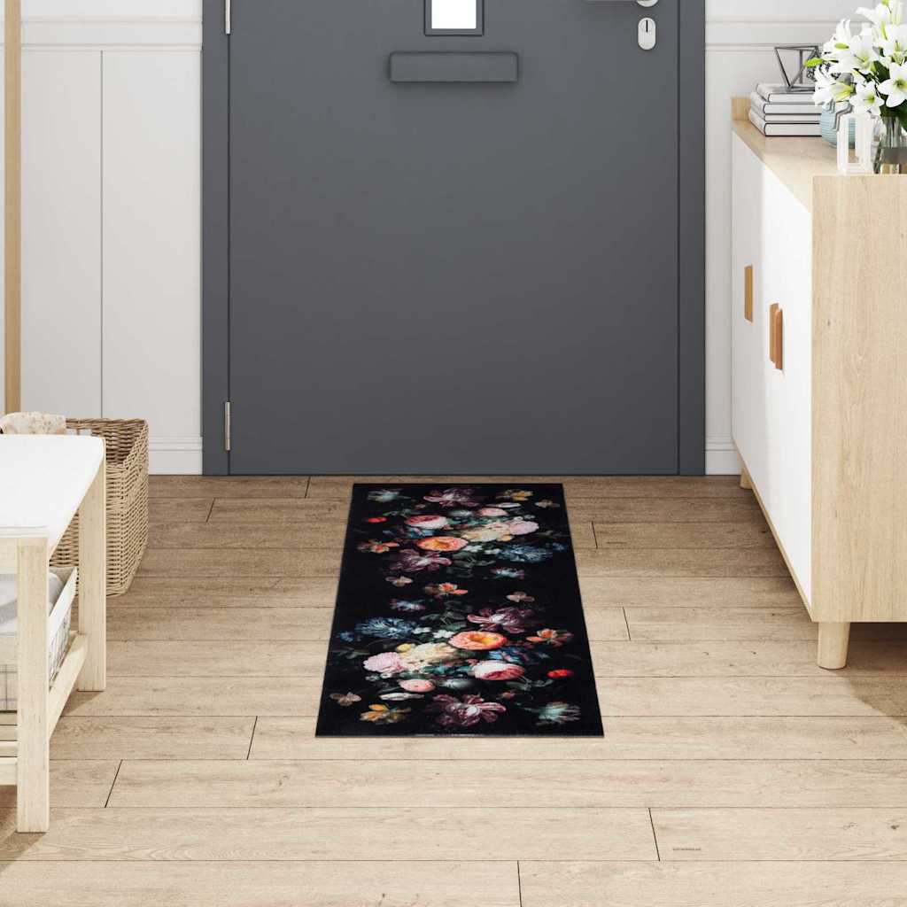Keuken Vloerkleed Zwart 150 x 45 cm Fluweel