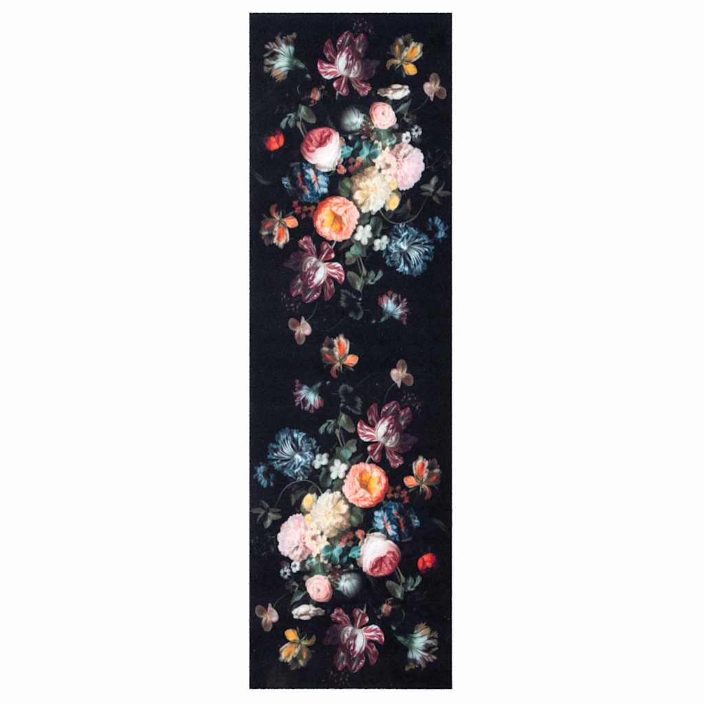 Keuken Vloerkleed Zwart 150 x 45 cm Fluweel