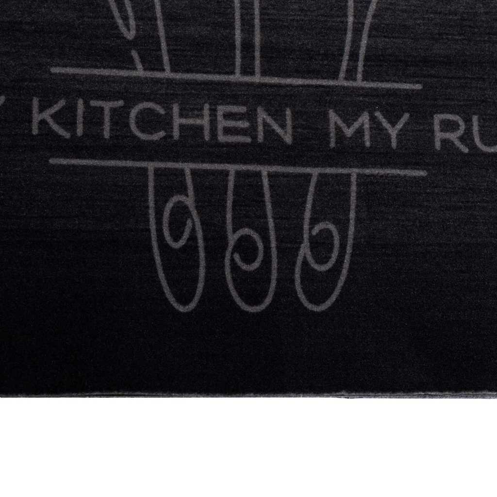Keuken Vloerkleed Bestek Zwart 180 x 60 cm Fluweel