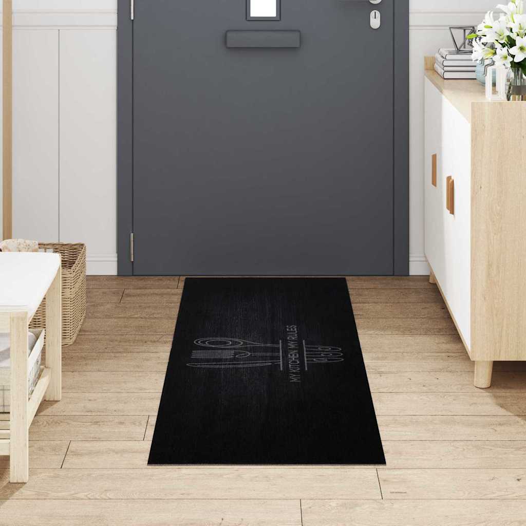Keuken Vloerkleed Bestek Zwart 180 x 60 cm Fluweel