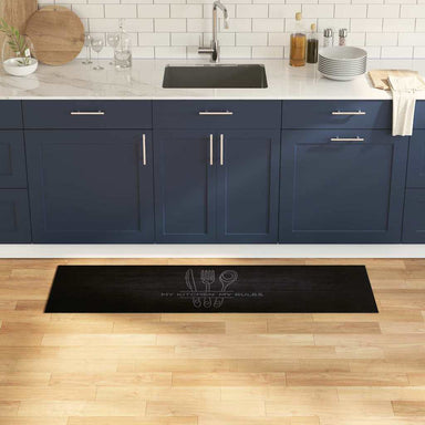 Keuken Vloerkleed Bestek Zwart 150 x 45 cm Fluweel