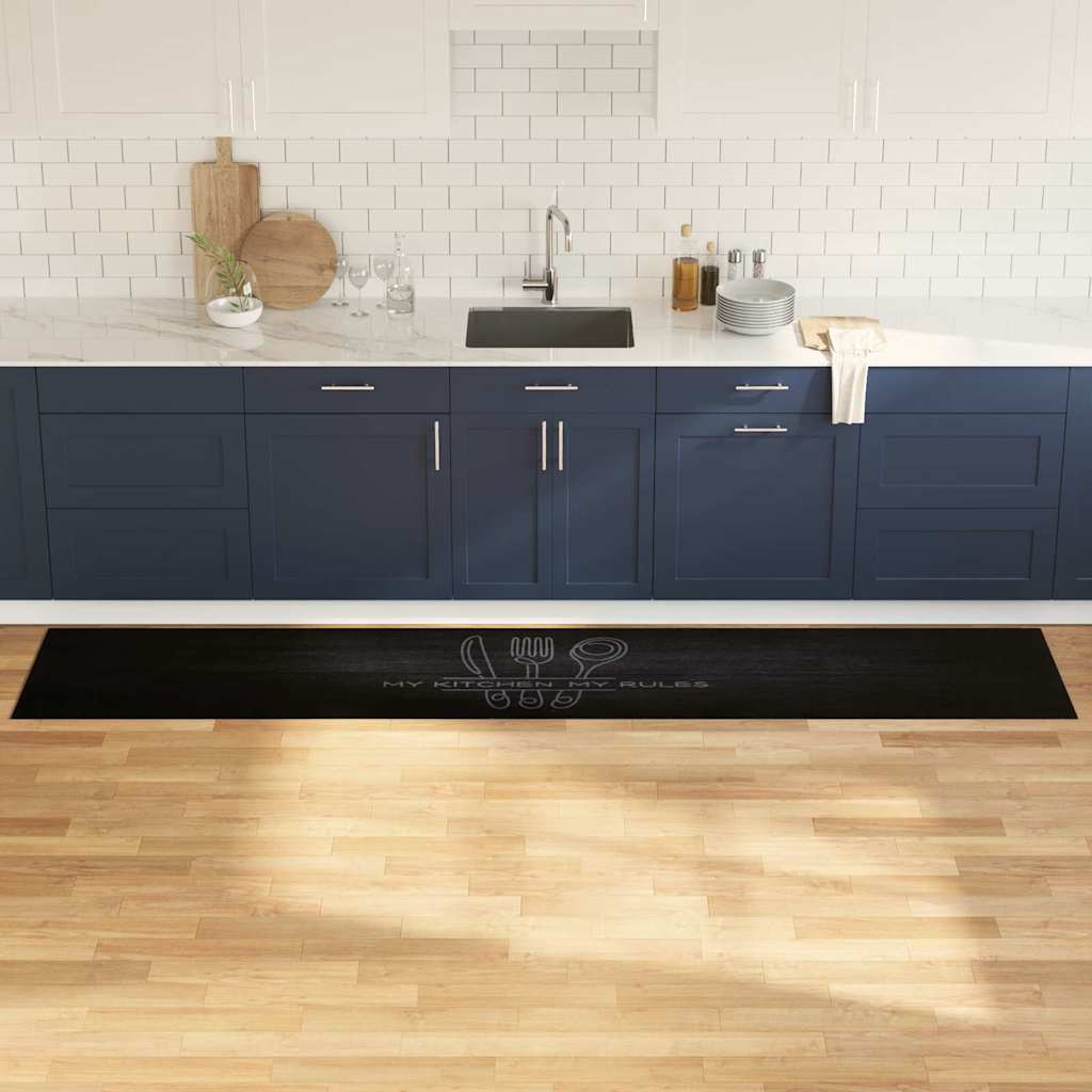 Keuken Vloerkleed Bestek Zwart 300 x 60 cm Fluweel