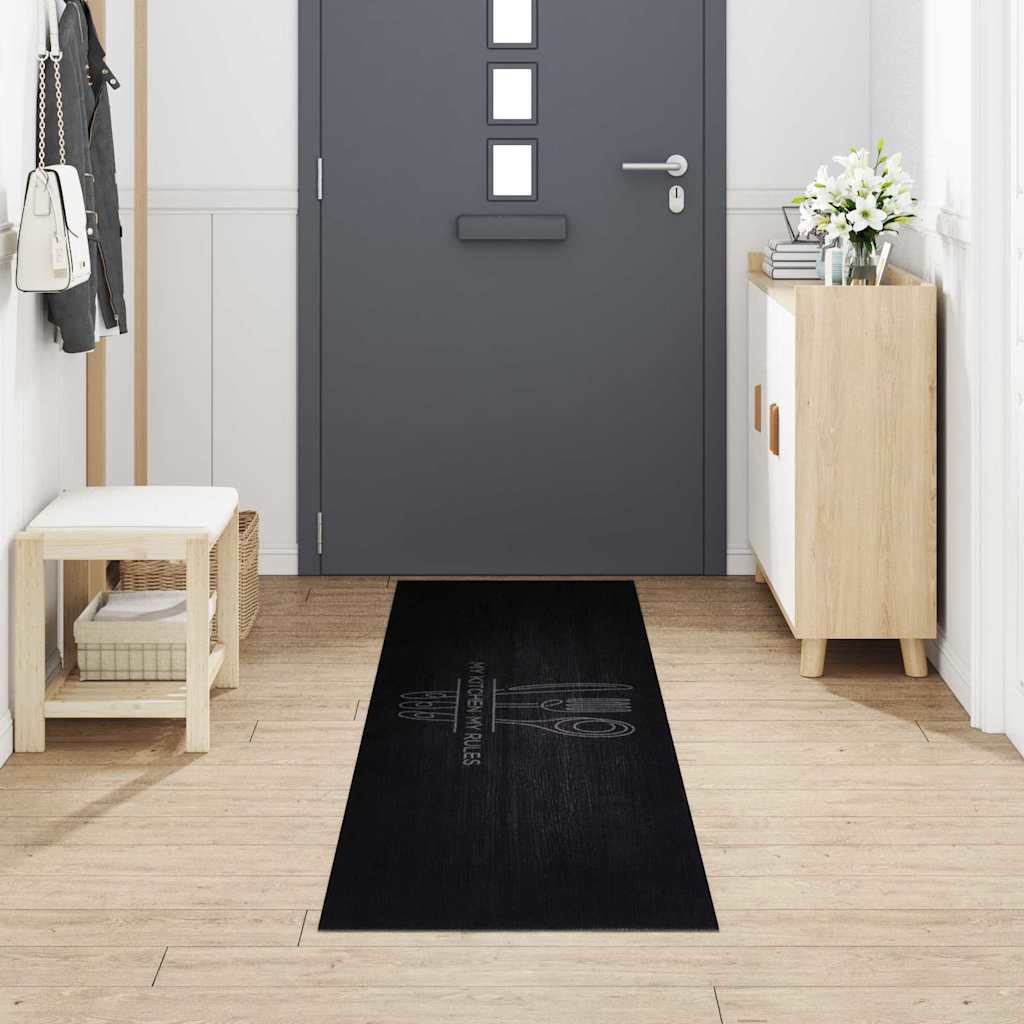 Keuken Vloerkleed Bestek Zwart 300 x 60 cm Fluweel