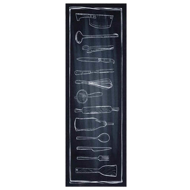 Keuken Vloerkleed Zwart 180 x 60 cm Fluweel