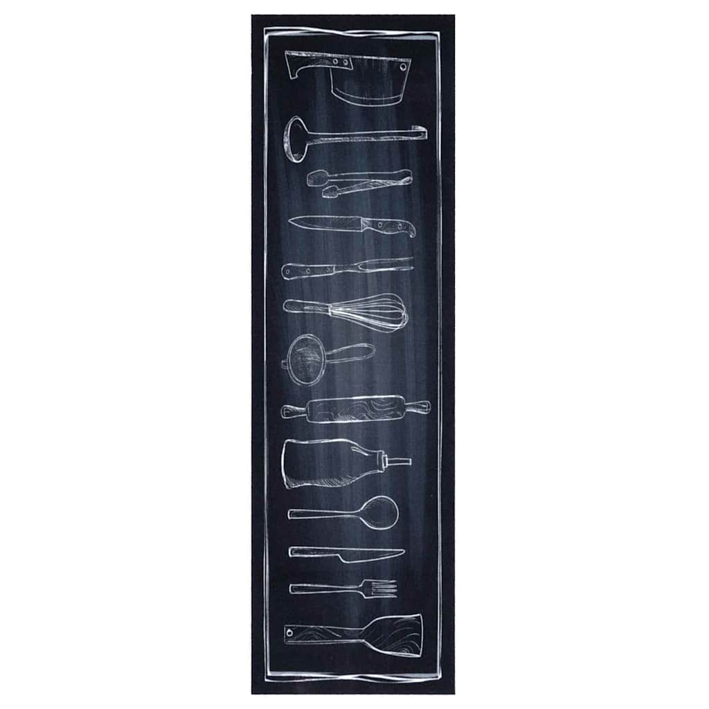 Keuken Vloerkleed Zwart 150 x 45 cm Fluweel