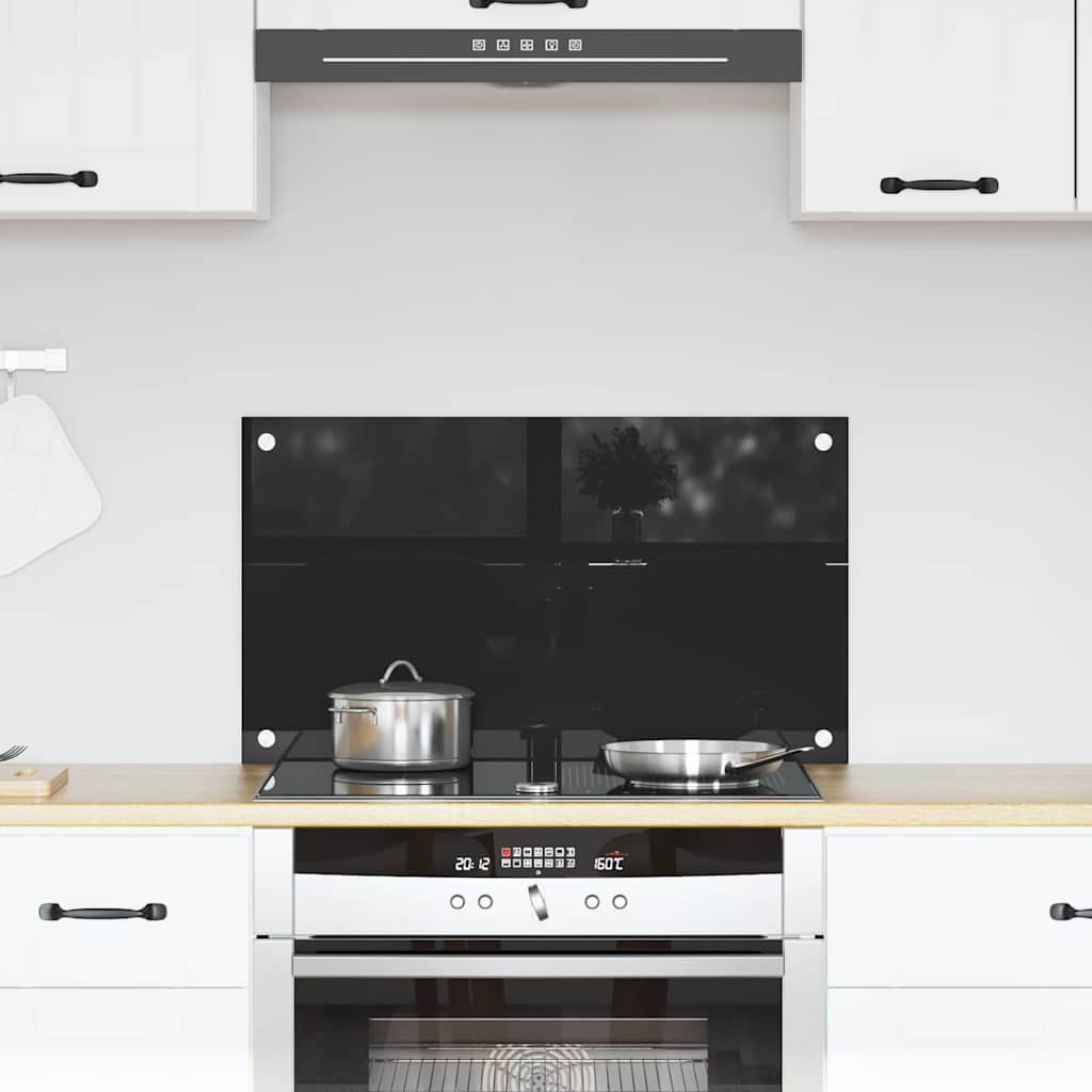 Keukenachterwand Zwart 70 x 40 cm gehard glas