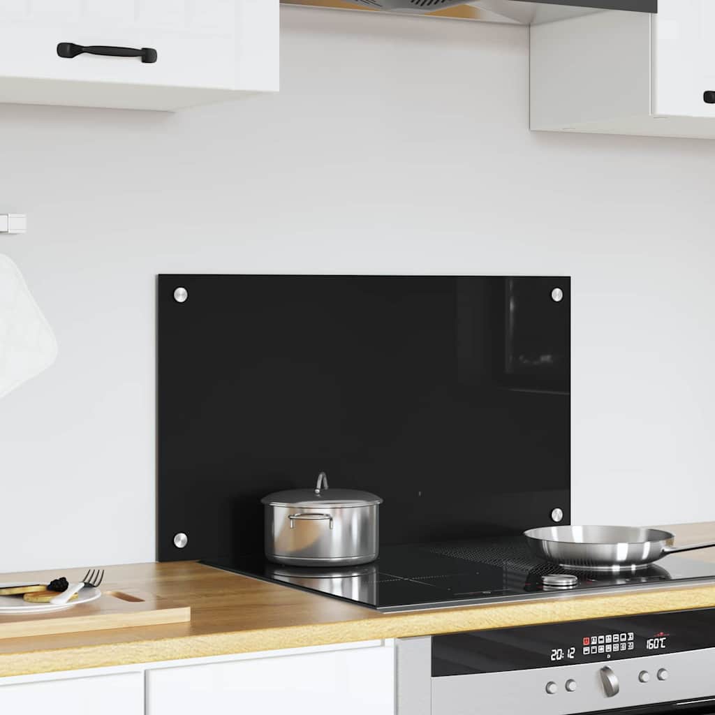 Keukenachterwand Zwart 70 x 40 cm gehard glas