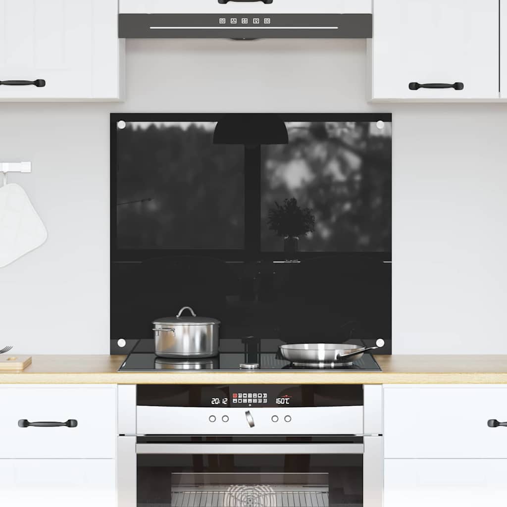 Keukenachterwand Zwart 70 x 60 cm gehard glas