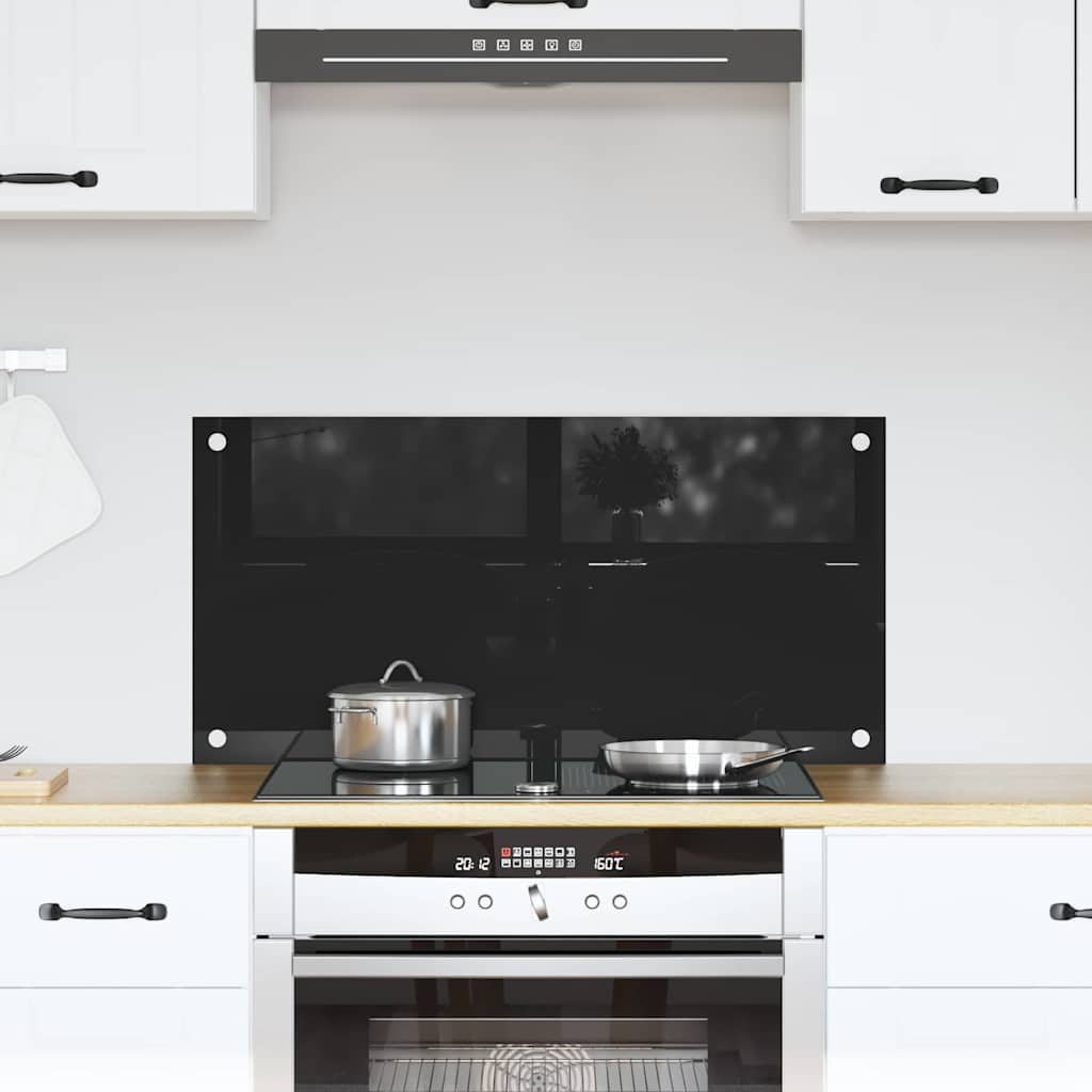 Keukenachterwand Zwart 80 x 40 cm gehard glas