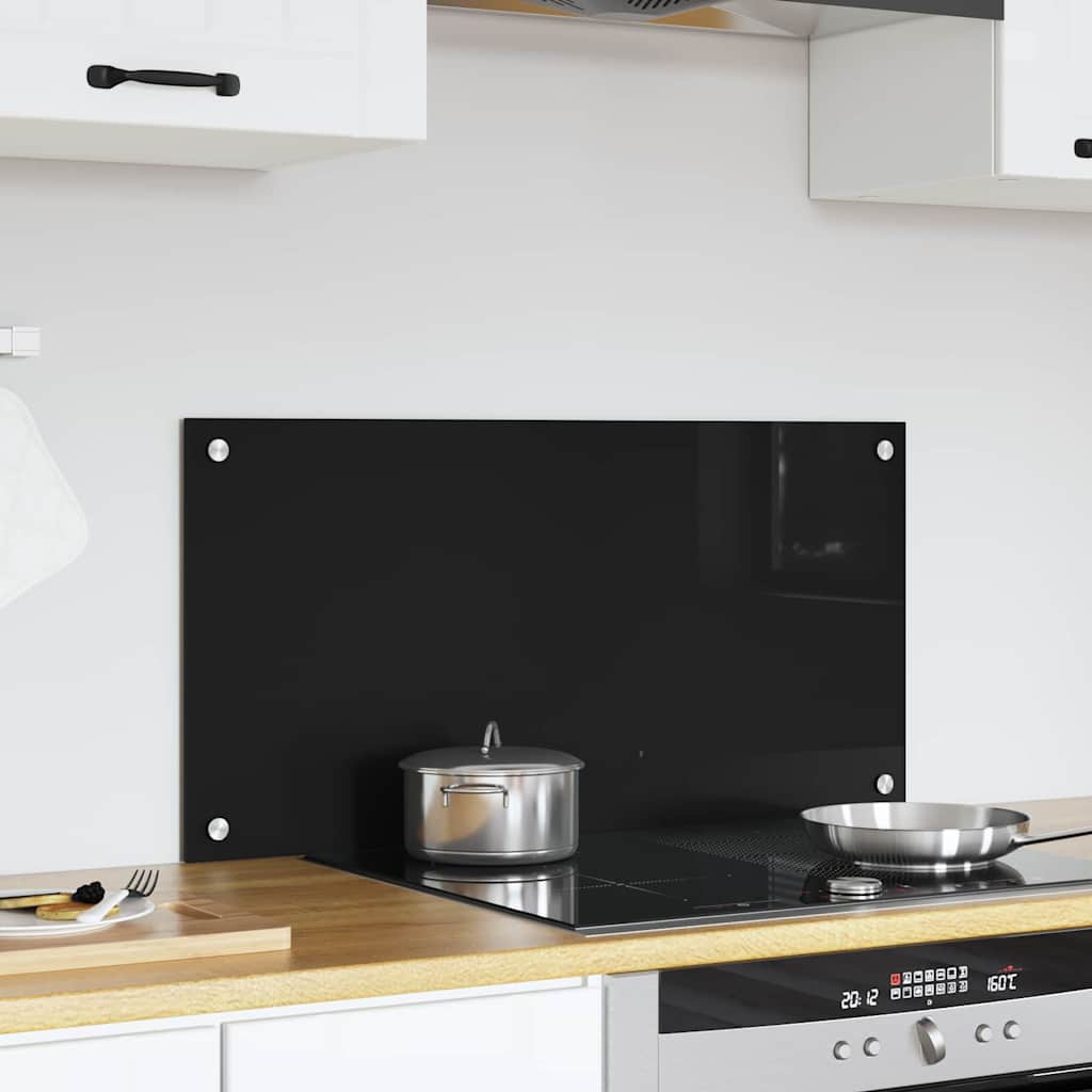 Keukenachterwand Zwart 80 x 40 cm gehard glas