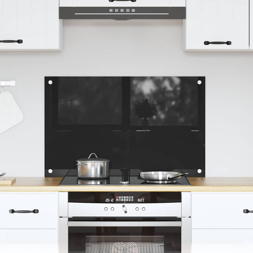 Keukenachterwand Zwart 80 x 50 cm gehard glas
