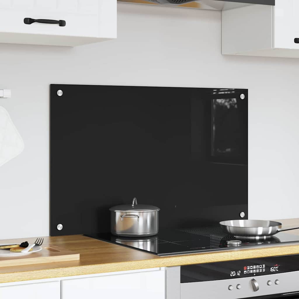 Keukenachterwand Zwart 80 x 50 cm gehard glas
