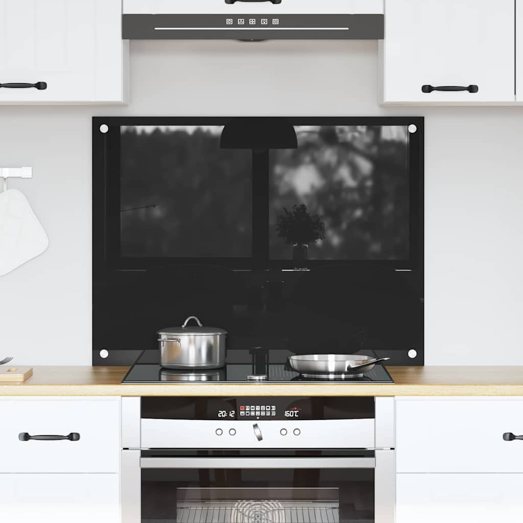 Keukenachterwand Zwart 80 x 60 cm gehard glas
