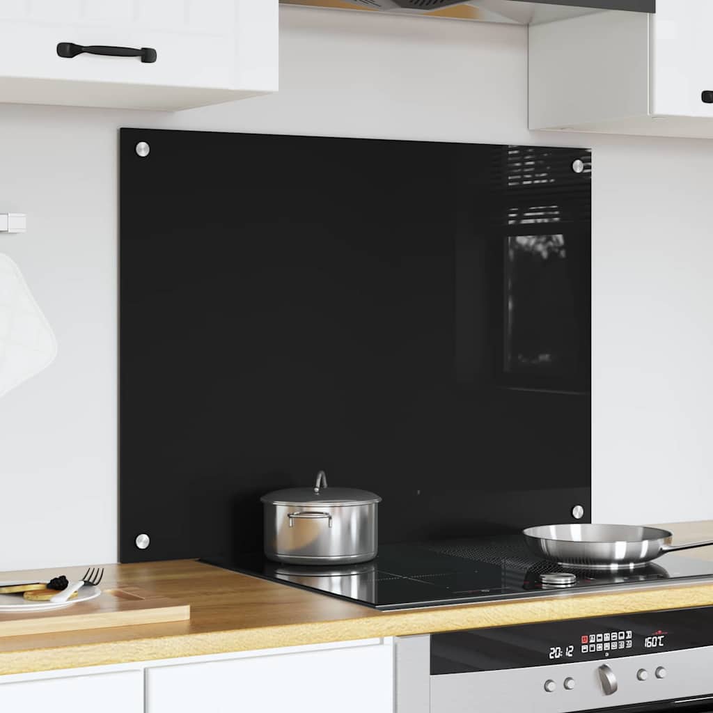 Keukenachterwand Zwart 80 x 60 cm gehard glas