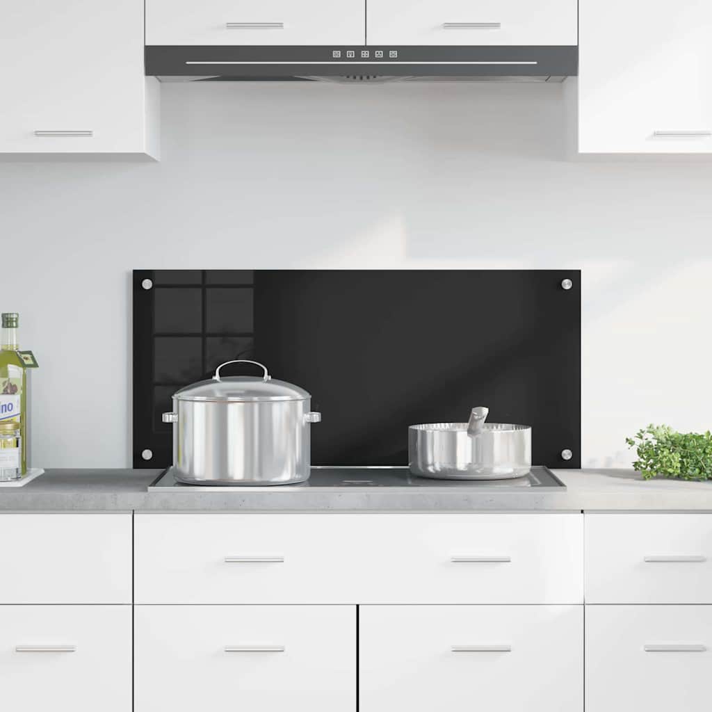 Keukenachterwand Zwart 90 x 40 cm gehard glas