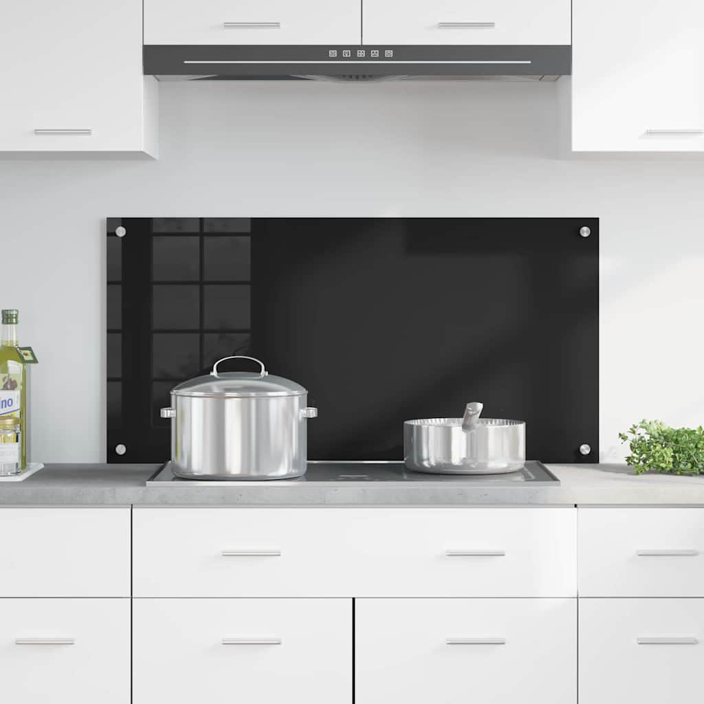 Keukenachterwand Zwart 100 x 50 cm gehard glas