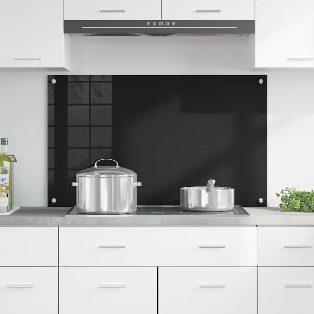 Keukenachterwand Zwart 100 x 60 cm gehard glas
