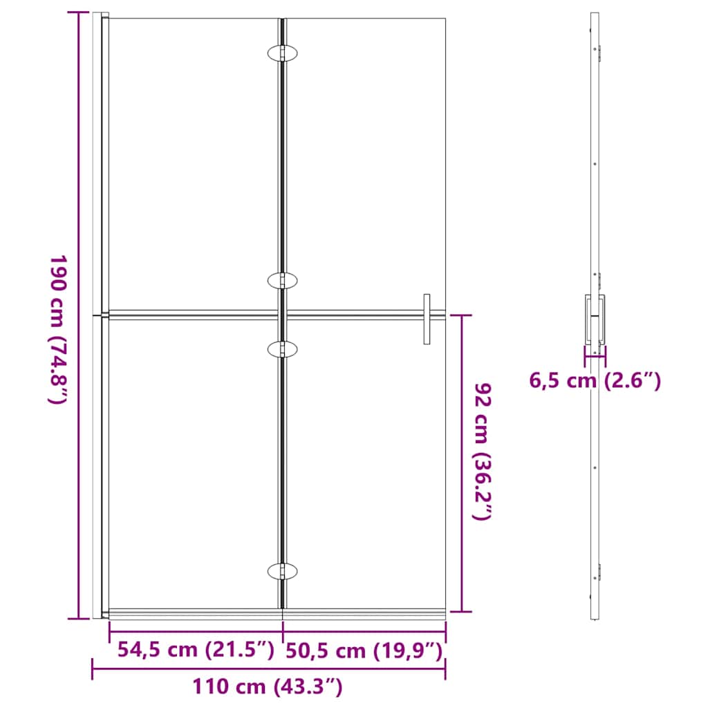 Inloopdouchewand Goud 110 x 6,5 x 190 cm
