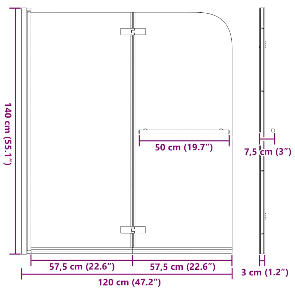 Douche Omhulsel Transparant en Goud 120 x 140 cm