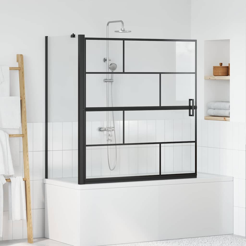 Bad Douchescreen Zwart en transparant 116 x 68 x 128 cm