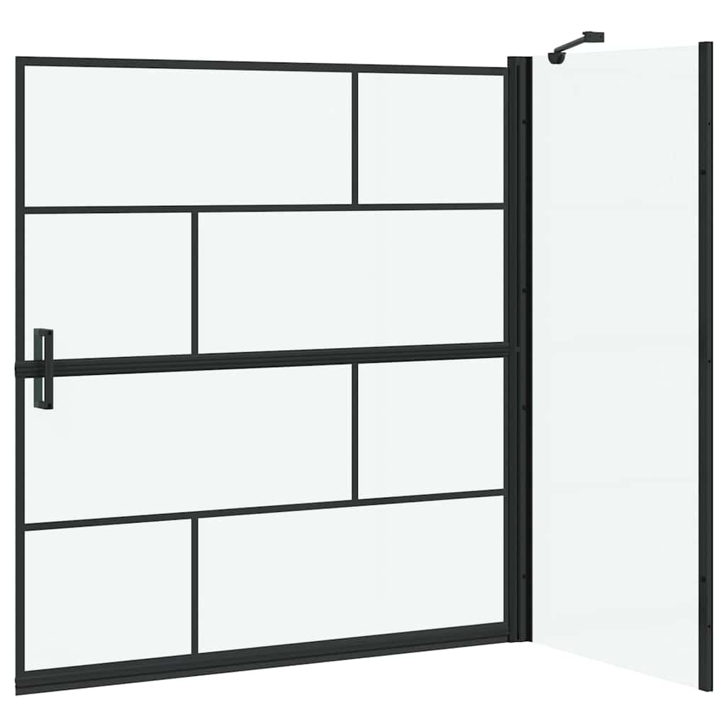 Bad Douchescreen Zwart en transparant 116 x 68 x 128 cm