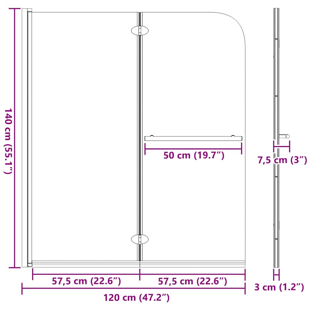 Douche Omhulsel Zwart 95 x 140 cm ESG-glas en aluminium