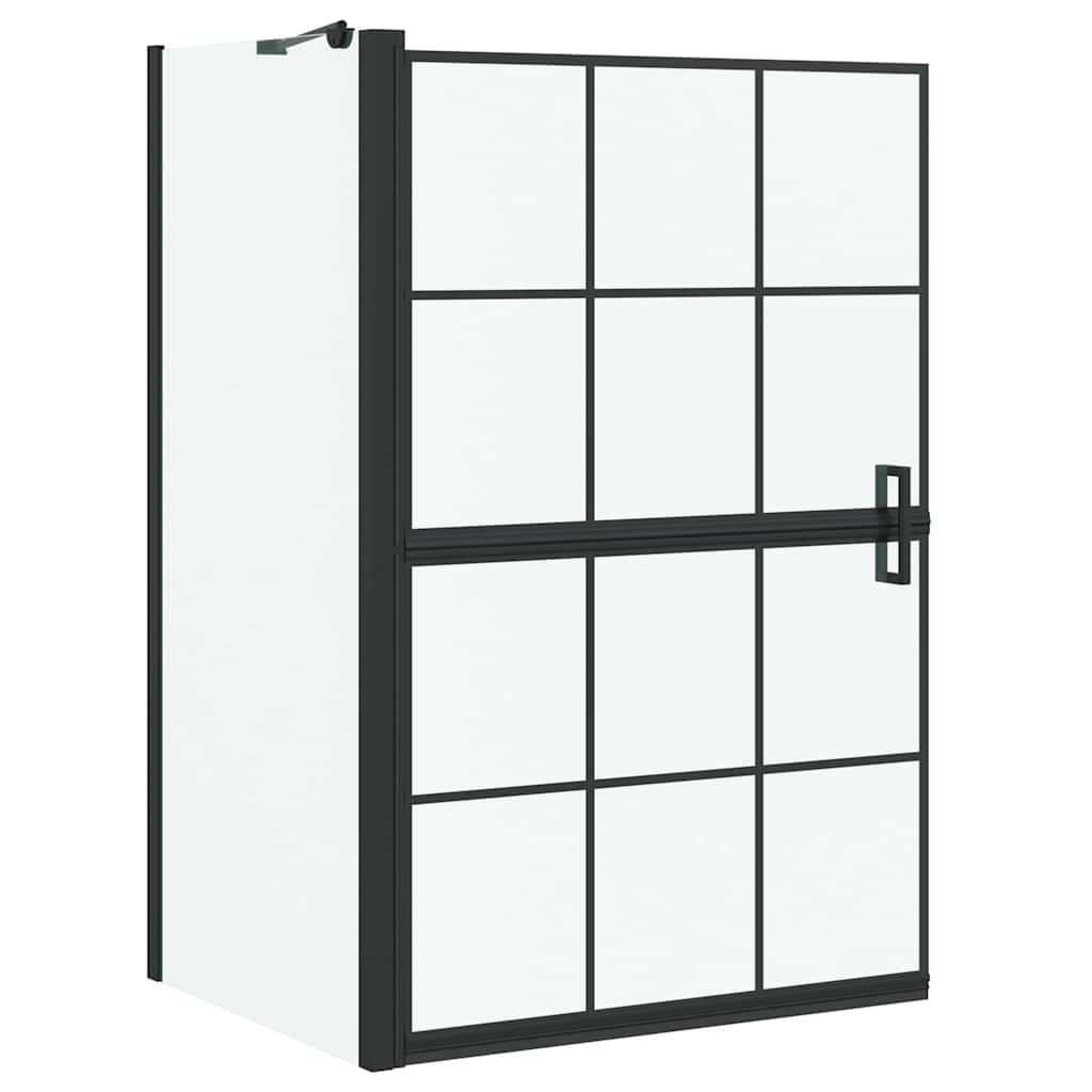 Bad Douchescreen Zwart en transparant 80 x 68 x 128 cm