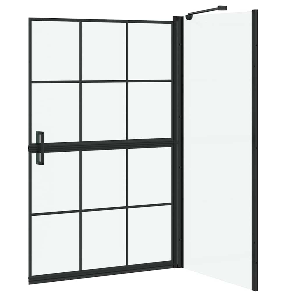 Bad Douchescreen Zwart en transparant 80 x 68 x 128 cm