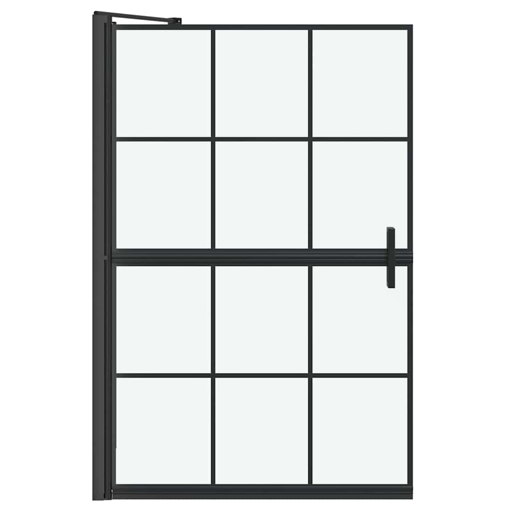 Bad Douchescreen Zwart en transparant 80 x 68 x 128 cm