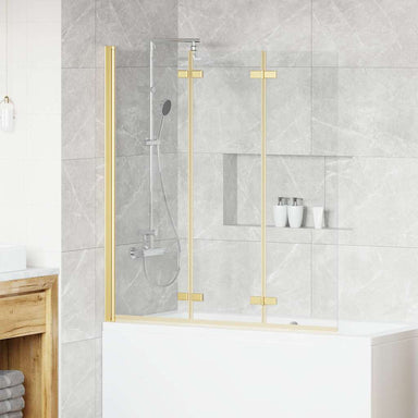 Douche Omhulsel Goud 130 x 138 cm ESG-glas en aluminium
