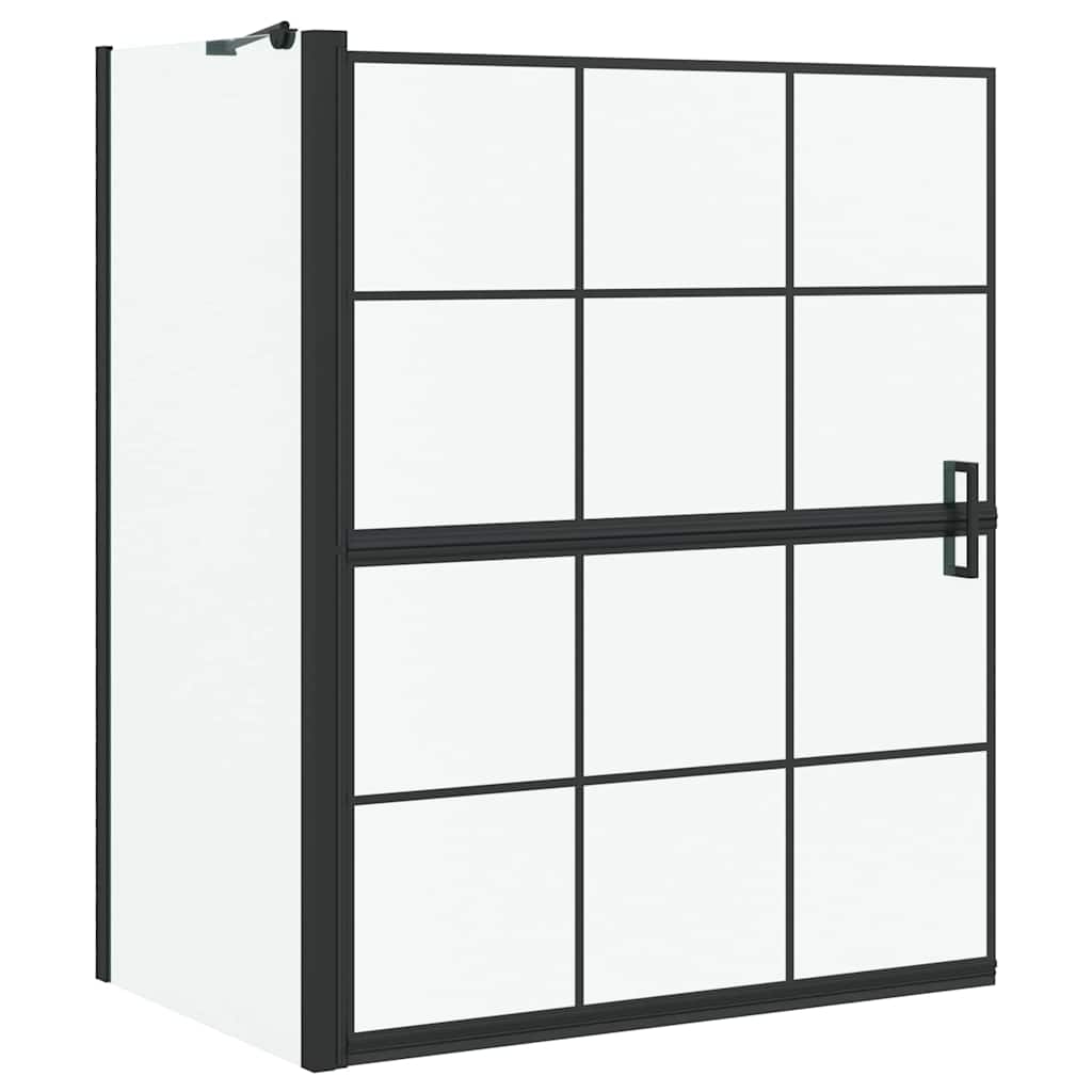 Bad Douchescreen Zwart en transparant 100 x 68 x 128 cm