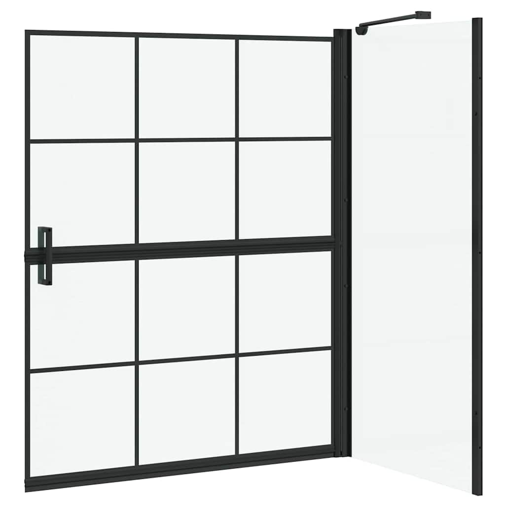 Bad Douchescreen Zwart en transparant 100 x 68 x 128 cm