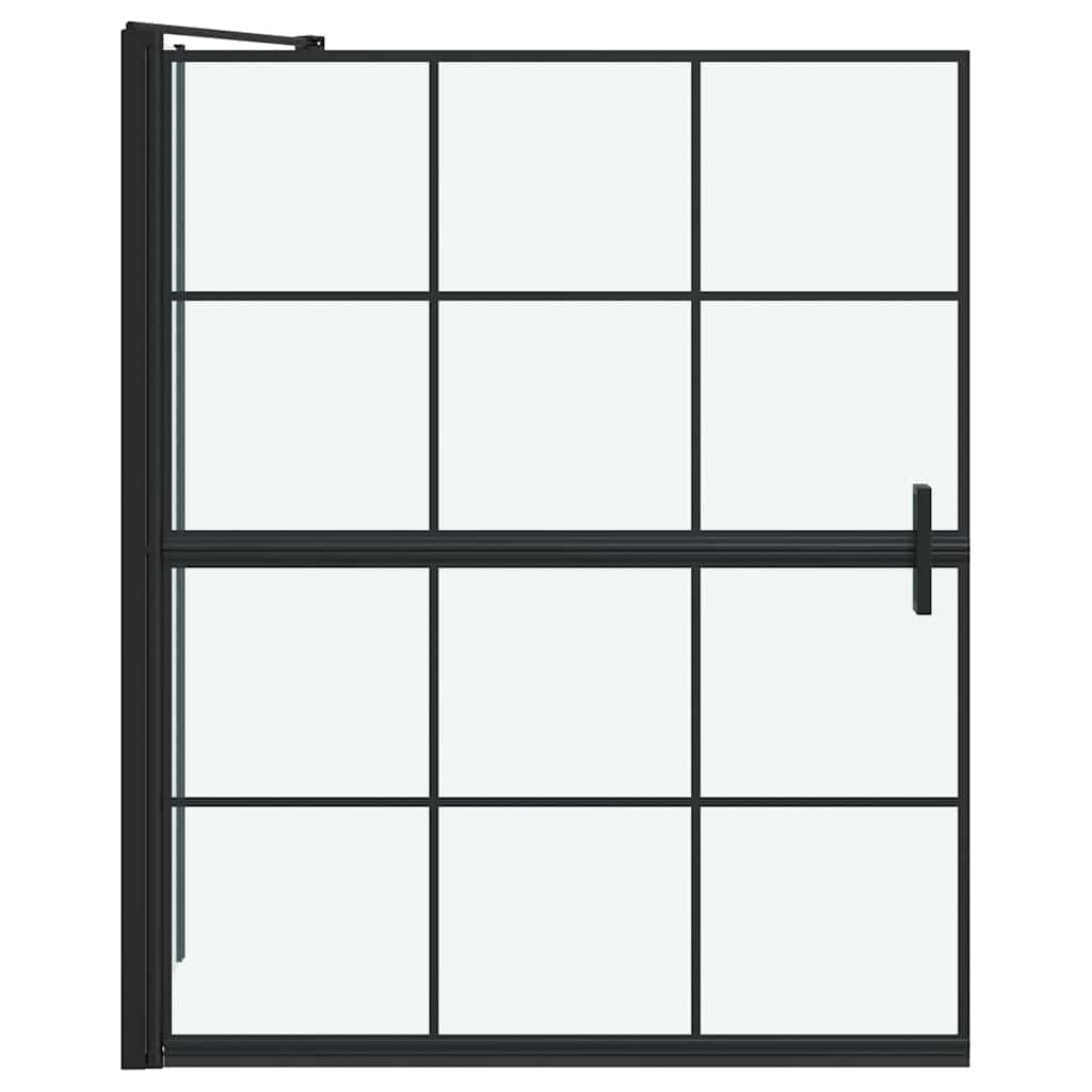 Bad Douchescreen Zwart en transparant 100 x 68 x 128 cm