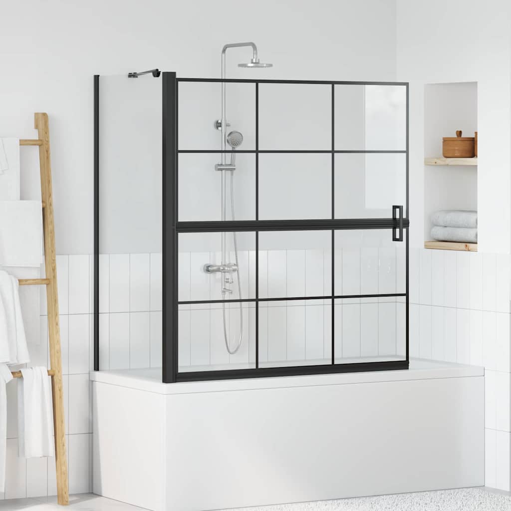 Bad Douchescreen Zwart en transparant 116 x 68 x 128 cm