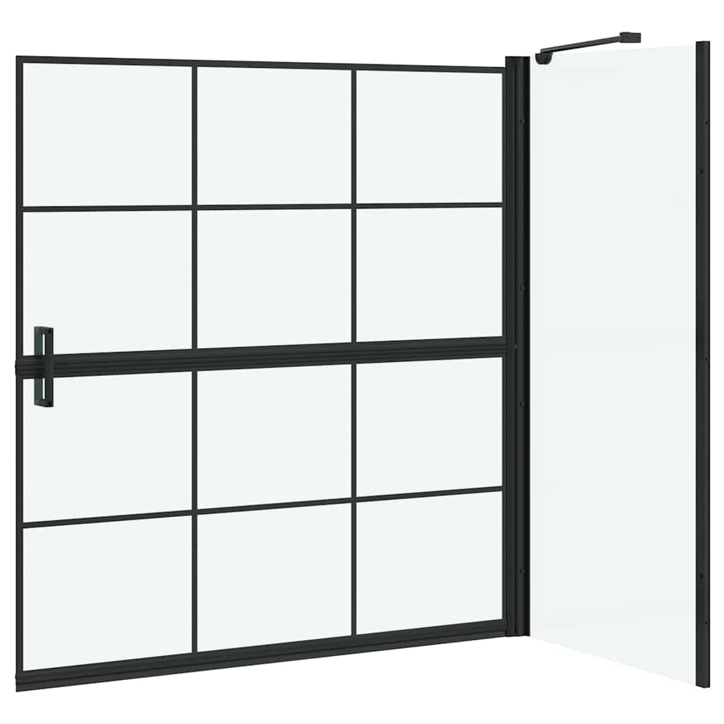 Bad Douchescreen Zwart en transparant 116 x 68 x 128 cm
