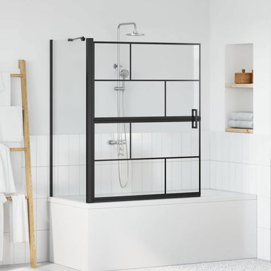 Bad Douchescreen Zwart en transparant 100 x 68 x 128 cm