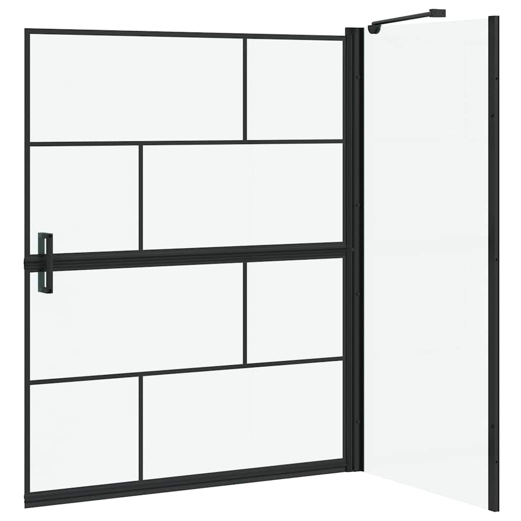 Bad Douchescreen Zwart en transparant 100 x 68 x 128 cm