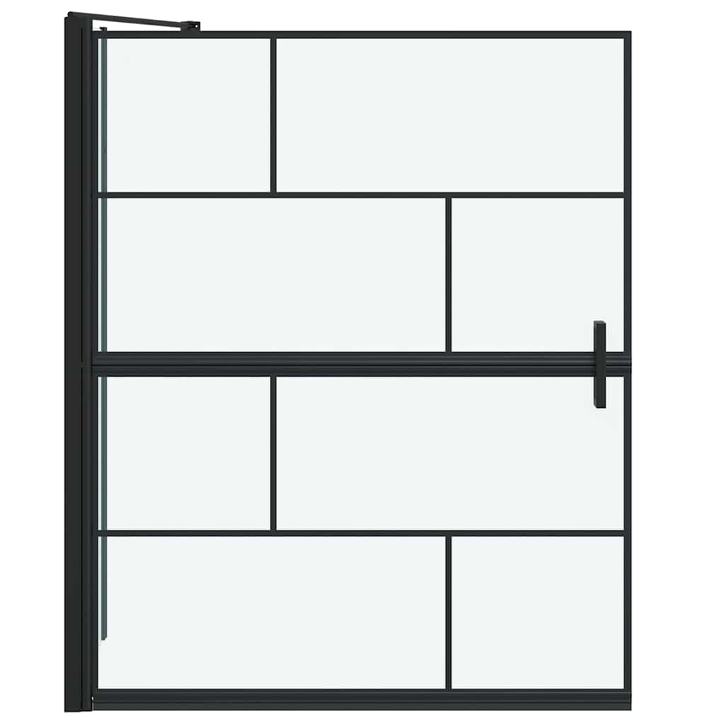 Bad Douchescreen Zwart en transparant 100 x 68 x 128 cm
