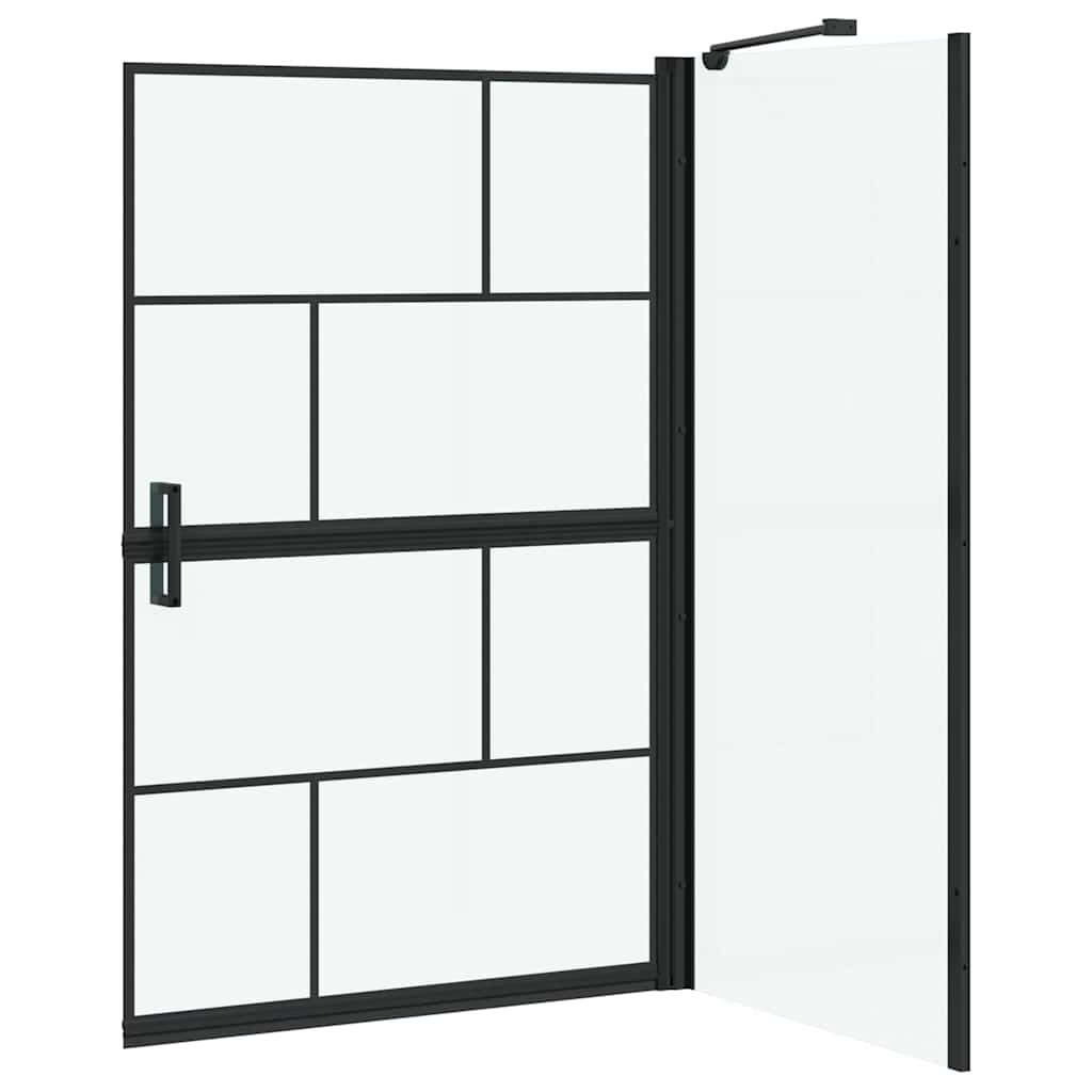 Bad Douchescreen Zwart en transparant 80 x 68 x 128 cm