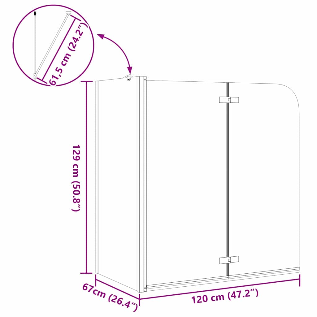 Douche Omhulsel Zwart 120 x 68 x 130 cm ESG-glas en aluminium