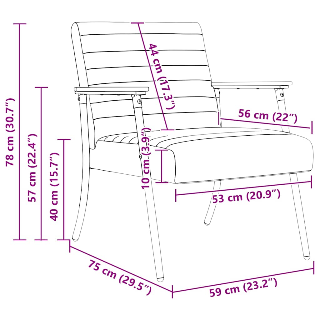 Fauteuil Lichtgrijs 59 x 75 x 78 cm Stof