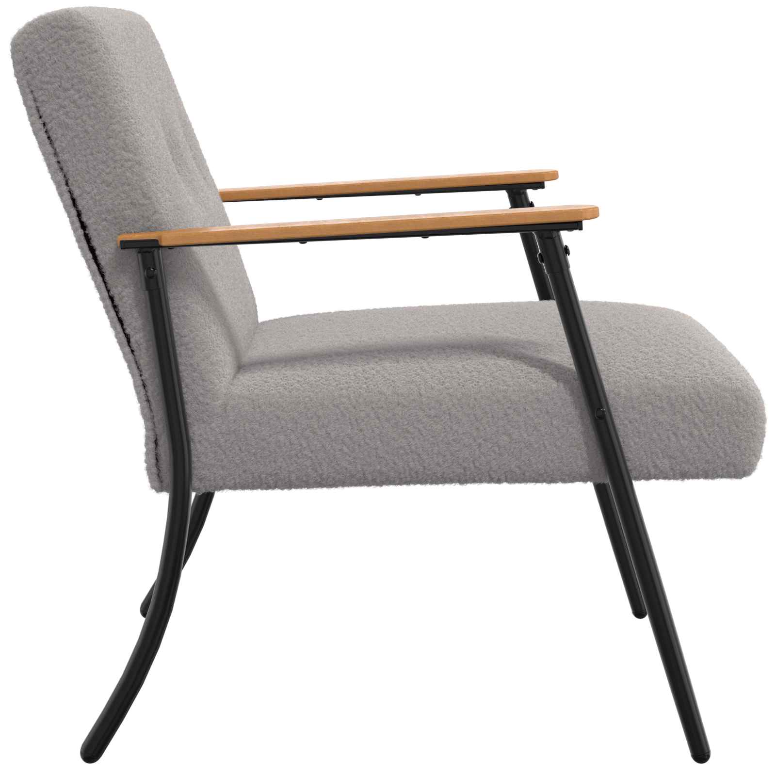 Fauteuil Lichtgrijs Krullend Wol-achtig Stof